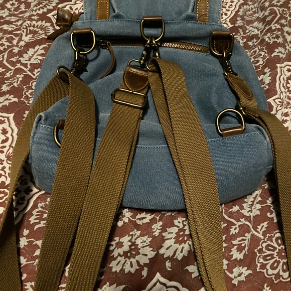 Acacia Blue Canvas Backpack Leather Adjustable straps - Picture 2 of 9